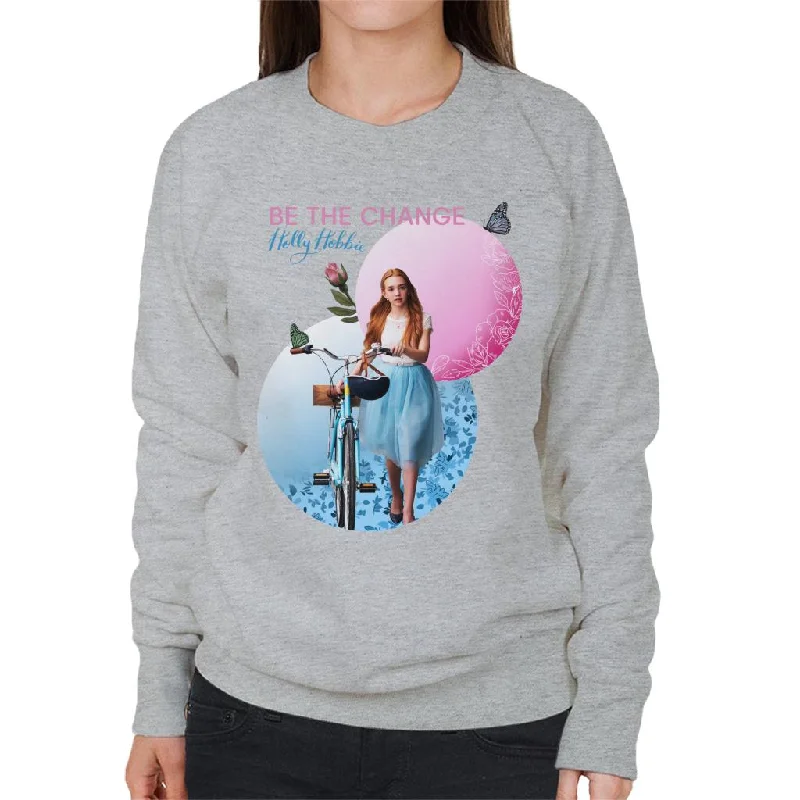 Holly Hobbie Holding Her Bike Women's Sweatshirt Hoodie with Back Slit Movement Comfort