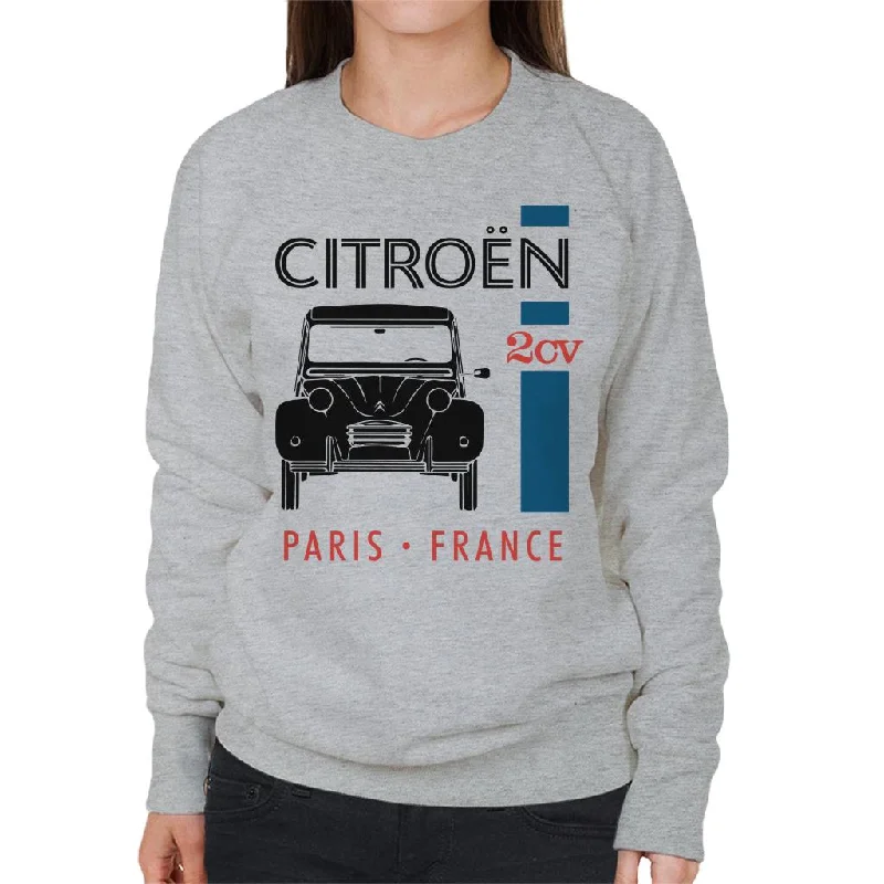 Citroën Black 2CV Paris France Single Stripe Women's Sweatshirt Hoodie with Slit Hem Functional Movement