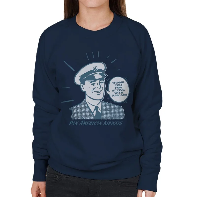 Pan Am Thank You For Flying With Pan Am Women's Sweatshirt Hoodie with Elastic Waist Stretchable Comfortable