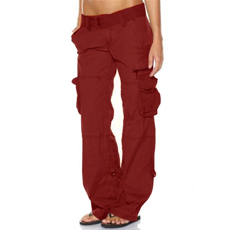 Retro French Mid Waist Loose Lady Cargo Pants (5 colors) Classic Flared Pants