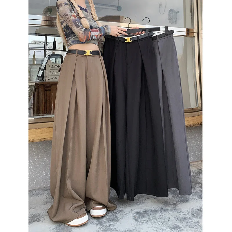 Wjczt work outfits women Fall 2024 This Year Popular Popular Loose High Waist Wide Leg Suit Pants Women's Casual Mopping Long Pants Modern Stretch Trousers