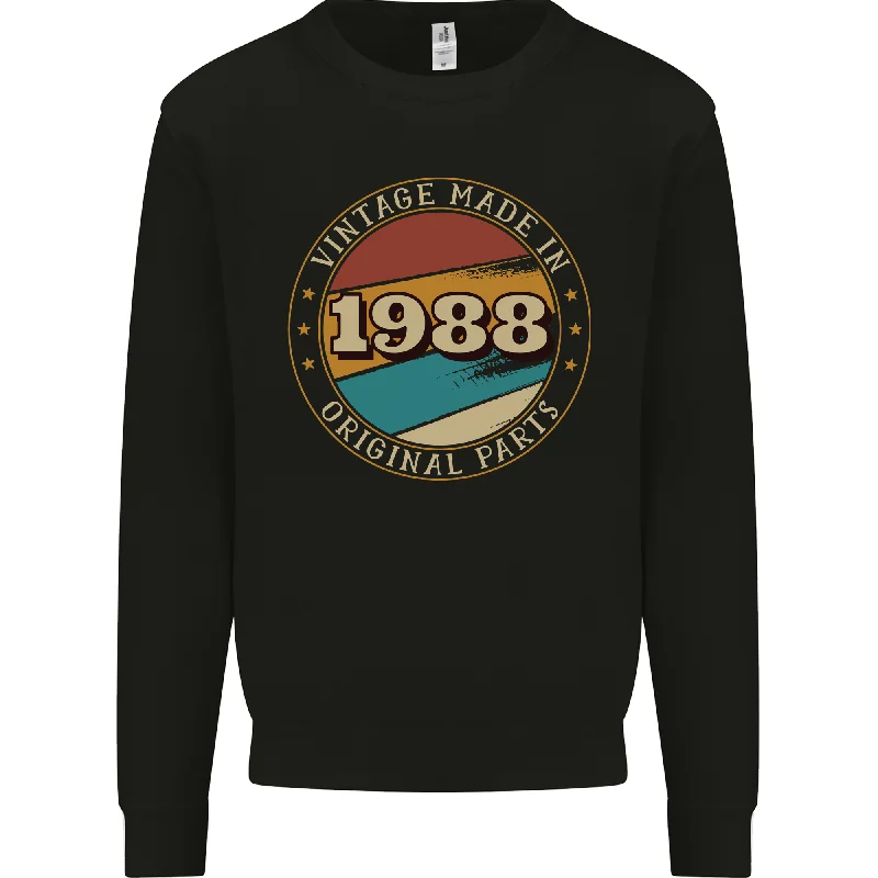 36th Birthday  Vintage Made In 1988 Mens Sweatshirt Jumper Hoodie with Rhinestones Sparkly Elegant