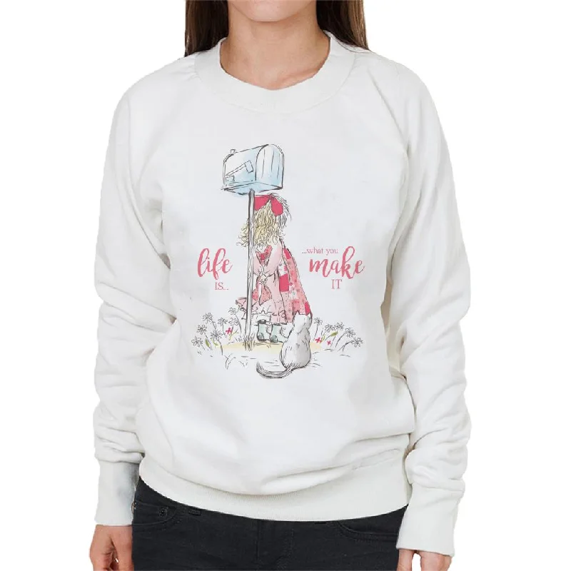 Holly Hobbie Classic Life Is What You Make It Women's Sweatshirt Hoodie with Raw Hem Edgy Unfinished