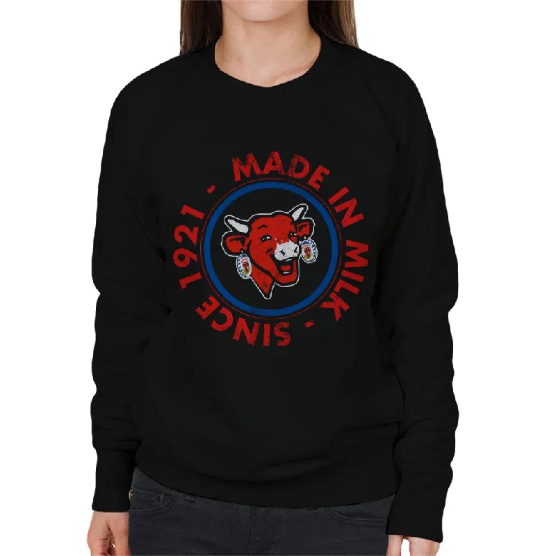 The Laughing Cow Made In Milk Women's Sweatshirt Hoodie with Hem Ribbing Snug Secure