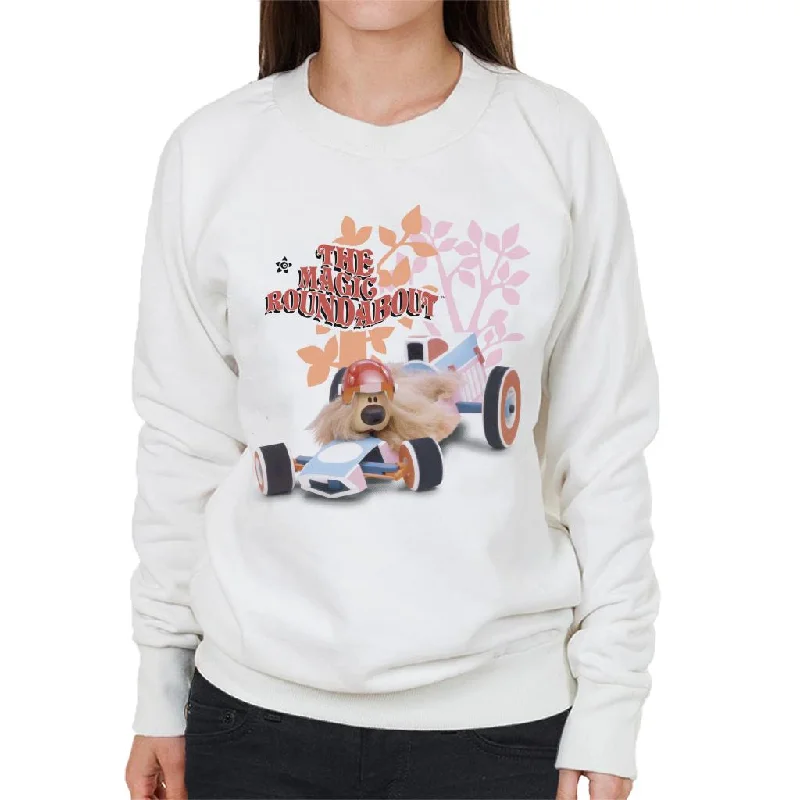 The Magic Roundabout Dougal Race Car Women's Sweatshirt Hoodie with Magnetic Closure Innovative Modern