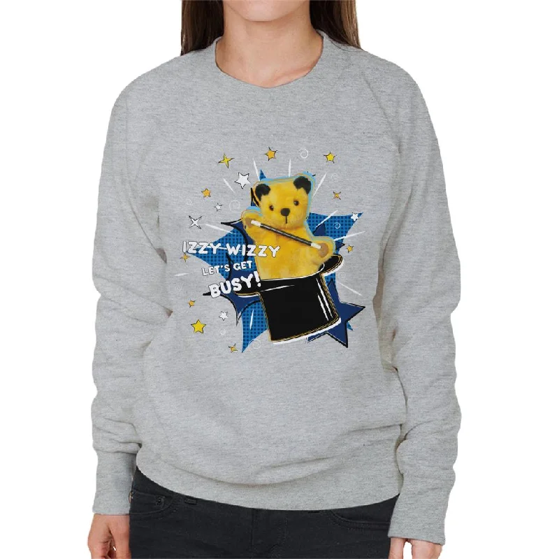 Sooty Top Hat Izzy Wizzy Let's Get Busy Women's Sweatshirt Hoodie with Front Slit Layering Stylish