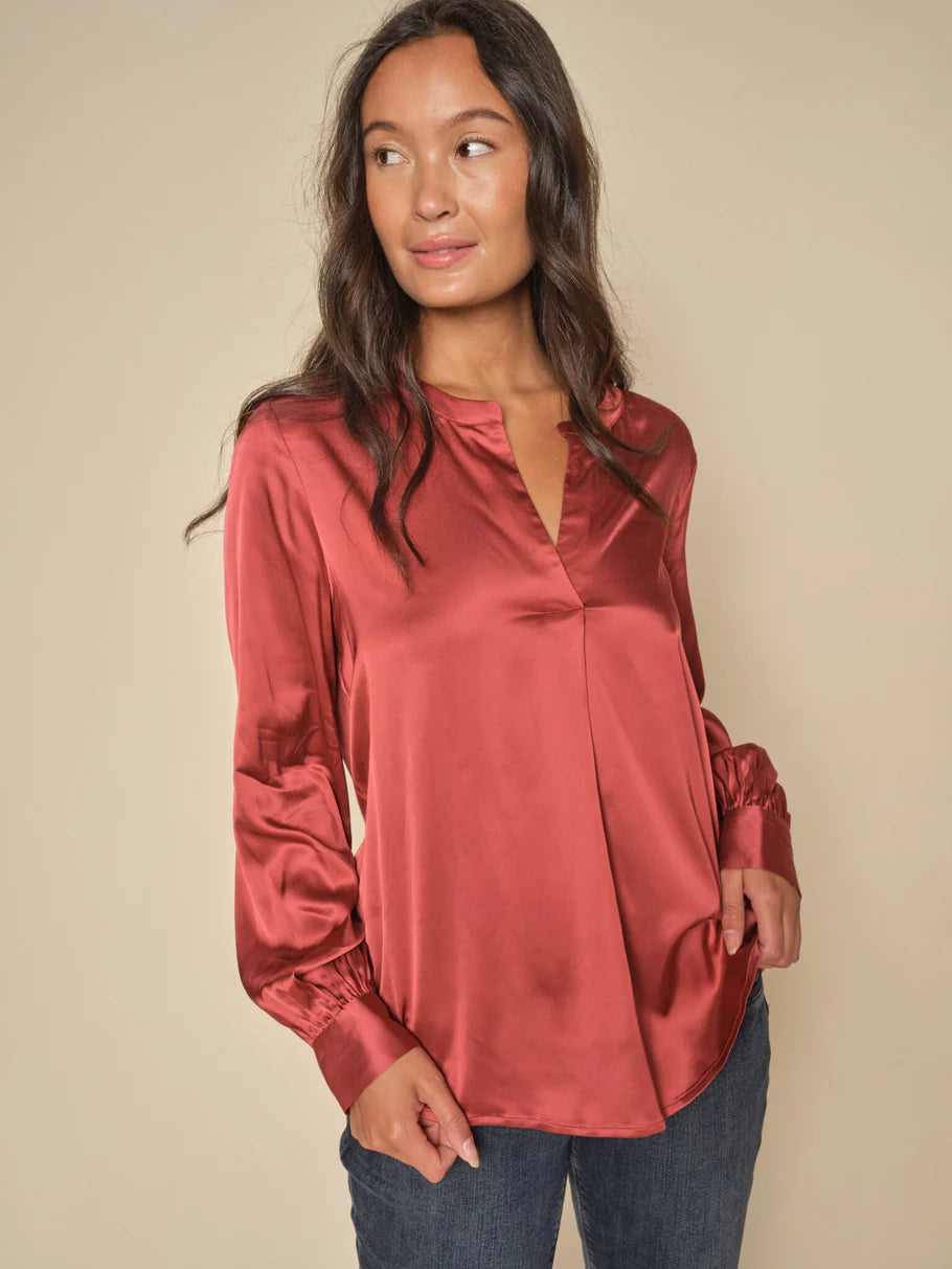 Mos Mosh Enfa Blouse-Garnet-155980 Elegant Peplum Blouse