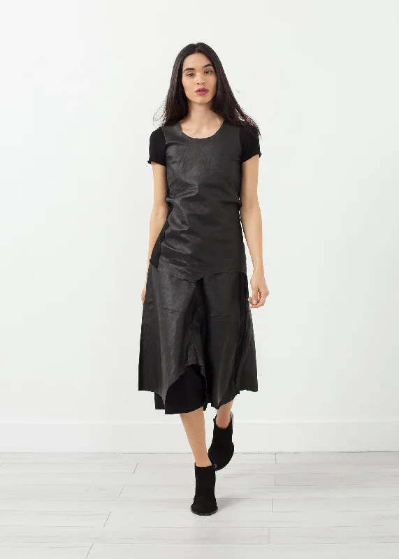 Leather Drop Crotch Pants Comfortable Denim Pants