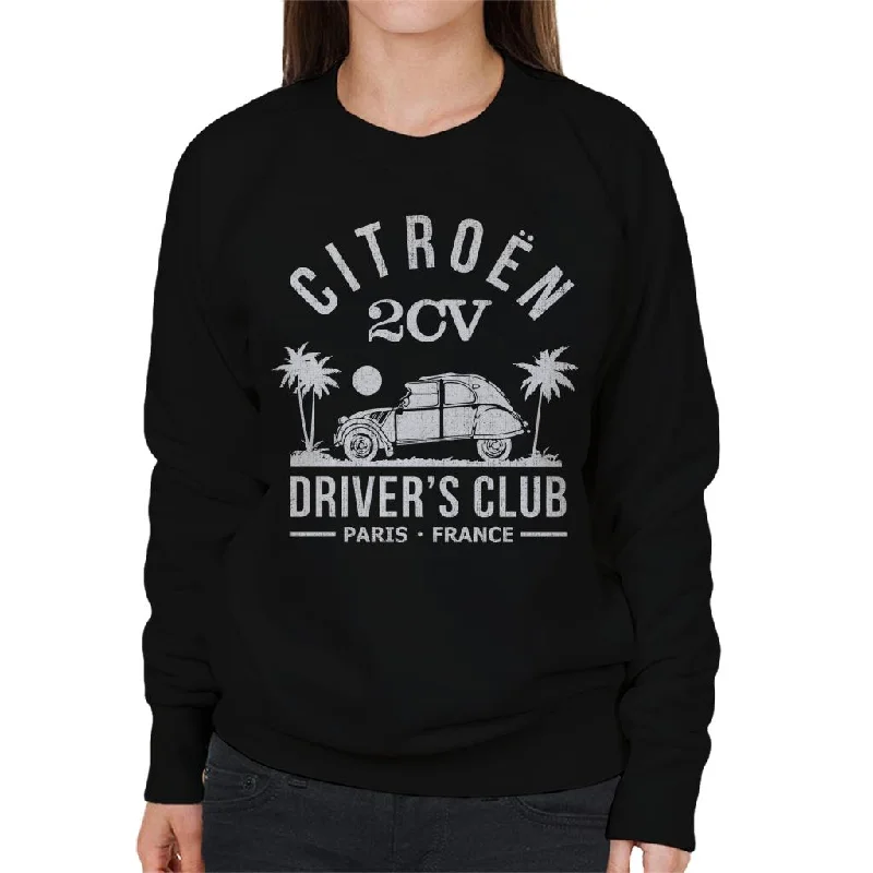 Citroën 2CV Driver's Club White Beach Women's Sweatshirt Hoodie with Hem Drawcord Adjustable Customizable