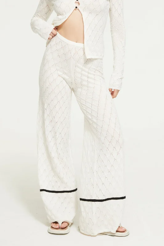 Leaf Knit Pant Comfy Zip-Up Pants