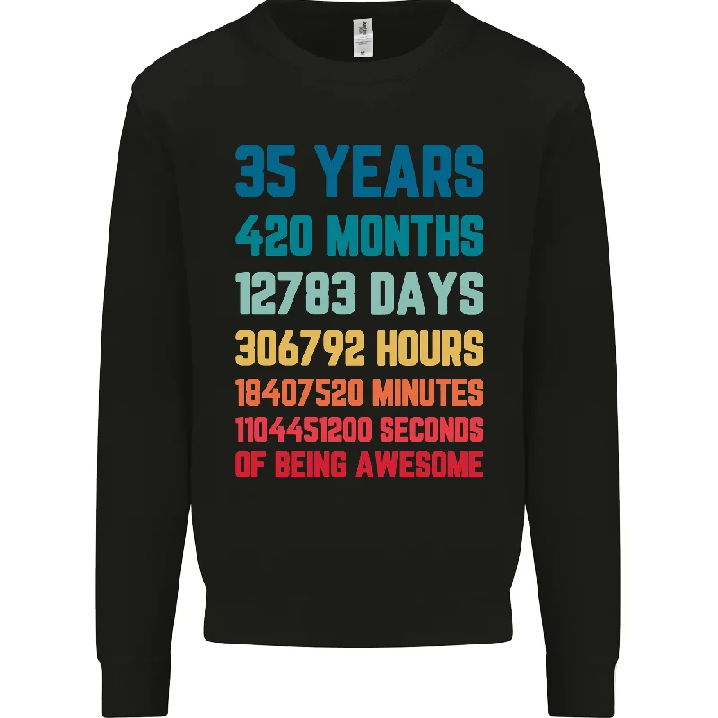 35th Year Old Men's Birthday Sweatshirt - Celebrate 35 Years Hoodie with Velcro Closure Adjustable Secure