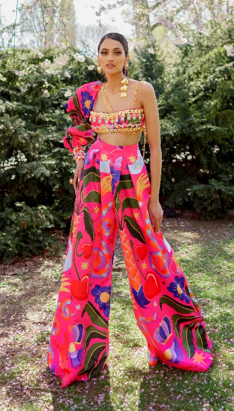 BAYBERRY- Hot Pink let's roll pant set Trendy Velvet Pants