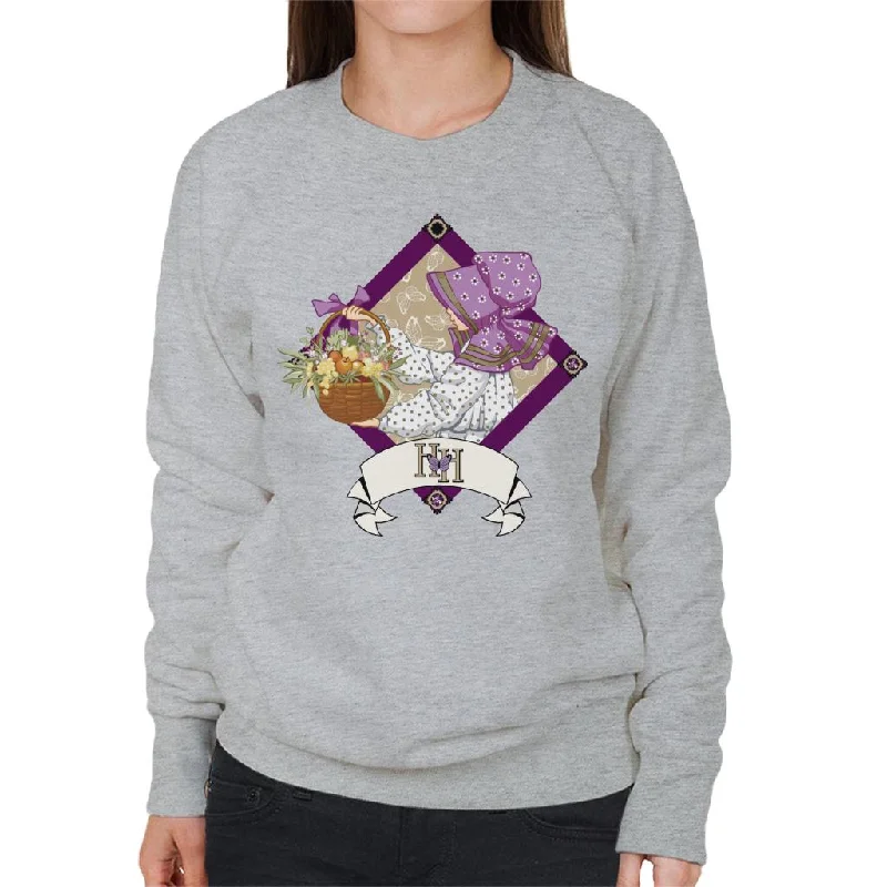 Holly Hobbie Classic With A Basket Of Fruit And Flowers Women's Sweatshirt Hoodie with Crew Neck Simple Timeless