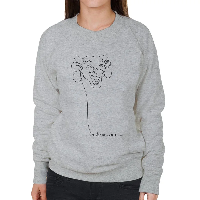 The Laughing Cow Handwritten Outline Women's Sweatshirt Hoodie with Patch Decorative Personalized