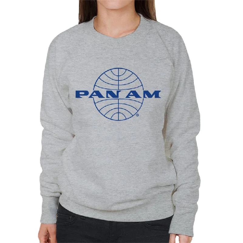 Pan Am Classic Blue Logo Women's Sweatshirt Hoodie with Stripes Bold Sporty