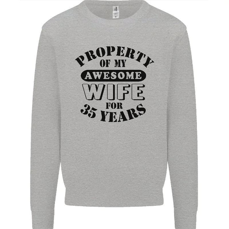 35th Wedding Anniversary 35 Year Funny Wife Mens Sweatshirt Jumper Hoodie with Ribbed Neckline Snug Warm