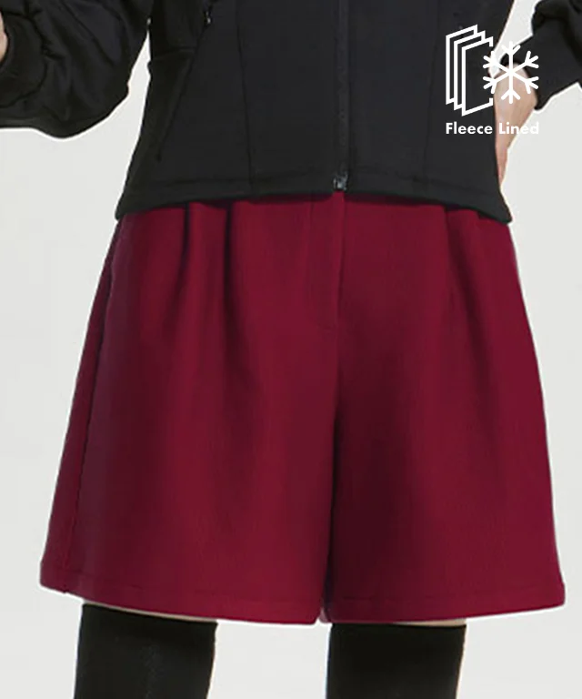 Cordublo Wide Half Pants - Dark Red Elegant Dress Pants