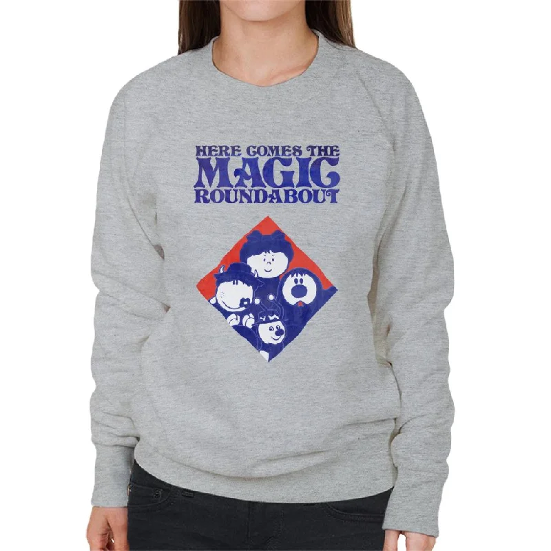 The Magic Roundabout Retro Blue Tone Diamond Women's Sweatshirt Hoodie with Emblem Brand Identity