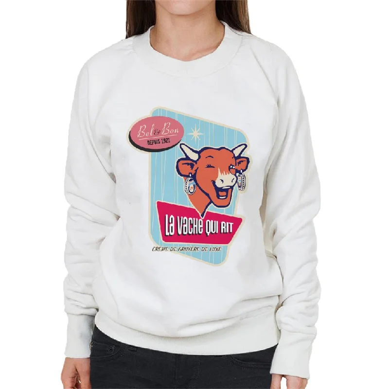 The Laughing Cow Bel And Bon Depuis 1921 Women's Sweatshirt Hoodie with Rolled Sleeves Casual Relaxed