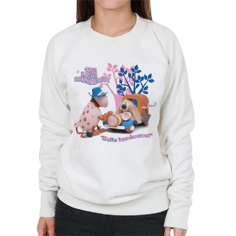 The Magic Roundabout Ermintrude & Dougal Hello Handsome Women's Sweatshirt Hoodie with Elastic Waist Stretchable Comfortable