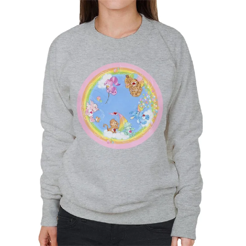 Care Bears Playful Heart Monkey Rainbow Cloud Boat Women's Sweatshirt Hoodie with Front Slit Layering Stylish