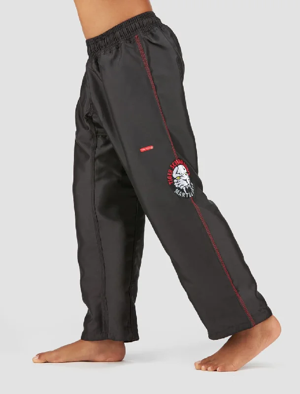 Nylon Uniform Pants Black Elegant Palazzo Trousers