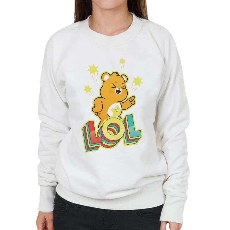 Care Bears Unlock The Magic Funshine Bear Lol Women's Sweatshirt Hoodie with Puffed Sleeves Voluminous Trendy