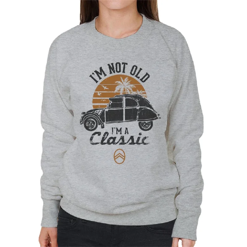 Citroën 2CV Black I'm Not Old Classic Sunset Women's Sweatshirt Hoodie with Oversized Fit Loose Comfortable