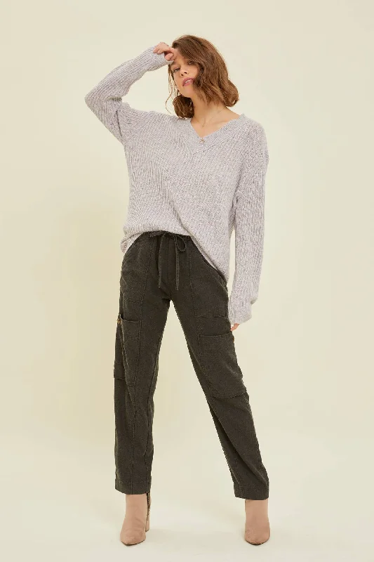 MINERAL WASHED WESTERN CARGO PANTS: BLACK Classic Straight-Leg Pants