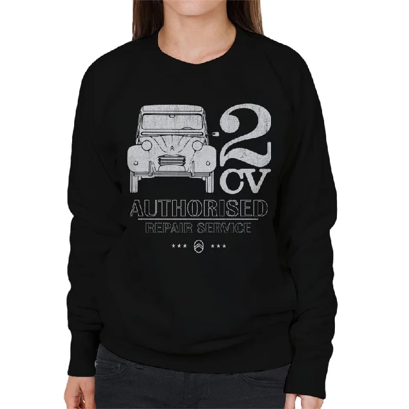 Citroën 2CV Authorised Repair Service White Logo Women's Sweatshirt Hoodie with Applique Textured Unique