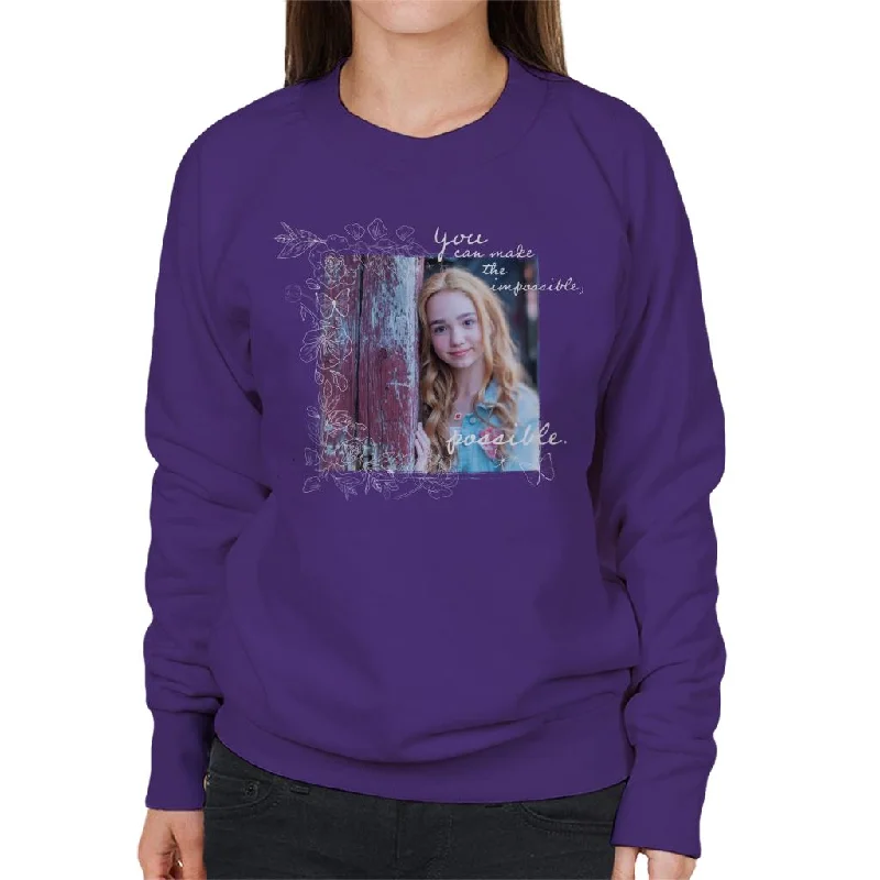 Holly Hobbie You Can Make The Impossible Possible White Text Women's Sweatshirt Hoodie with Logo Branding Identity