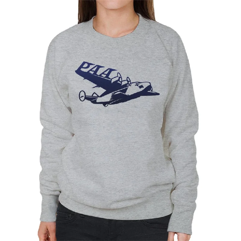 Pan Am Paa Wing Navy Flock Women's Sweatshirt Hoodie with Sequins Glamorous Eye-catching