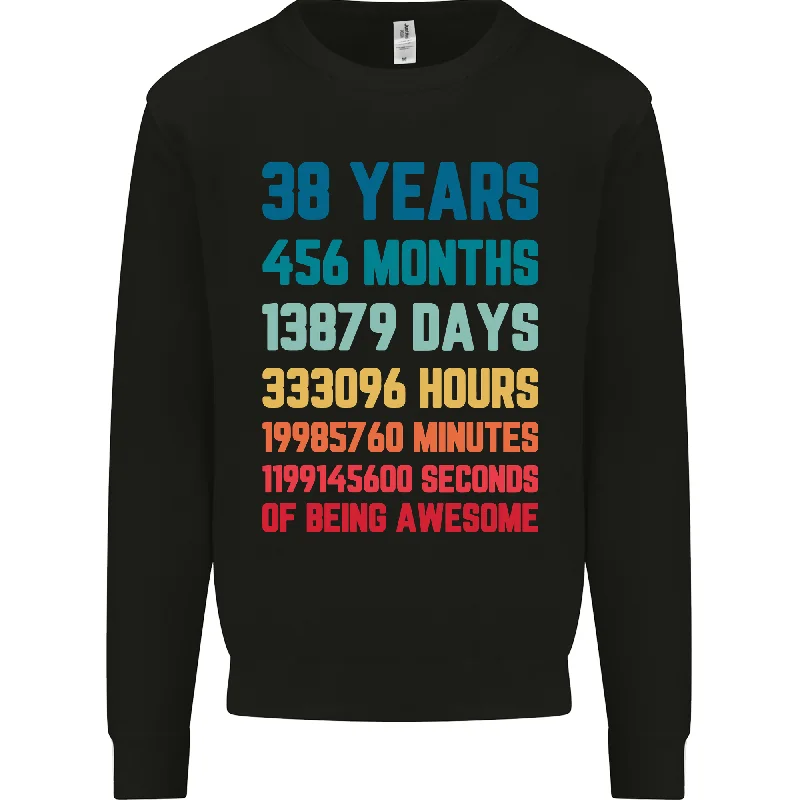 38th Birthday 38-Year-Old Men's Sweatshirt Jumper Hoodie with Ribbed Cuffs Snug Fit Comfort