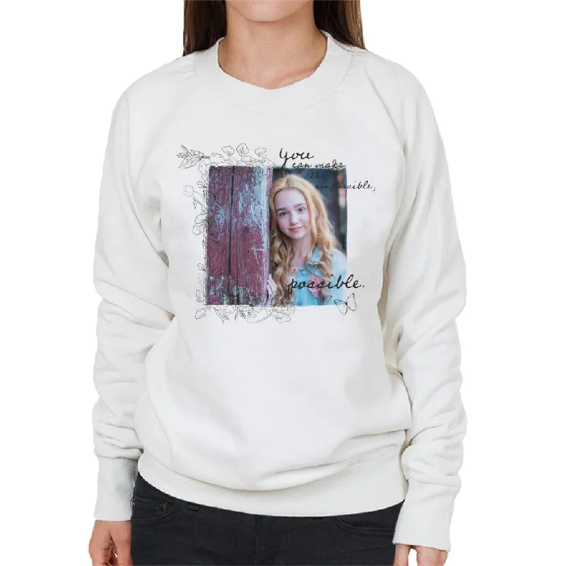 Holly Hobbie You Can Make The Impossible Possible Dark Text Women's Sweatshirt Hoodie Jacket Zipper Layering