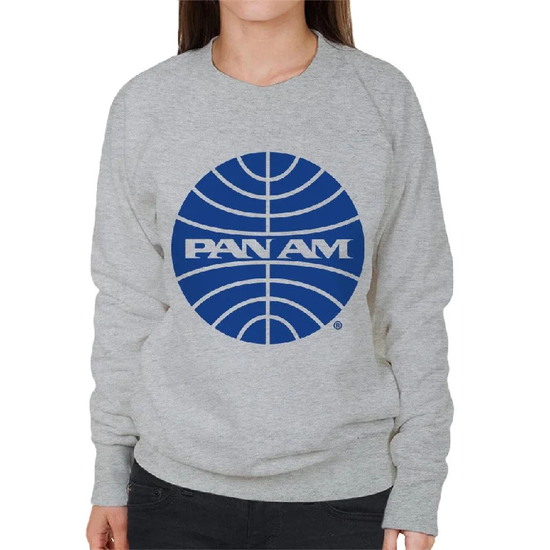 Pan Am Blue Outline Logo Women's Sweatshirt Hoodie with Ribbed Hem Stretchable Secure