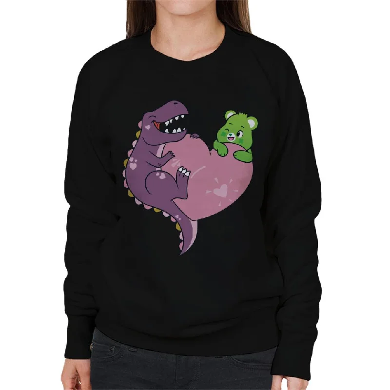 Care Bears Unlock The Magic Good Luck Bear Dino Heart Women's Sweatshirt Hoodie with Illustration Artistic Creative