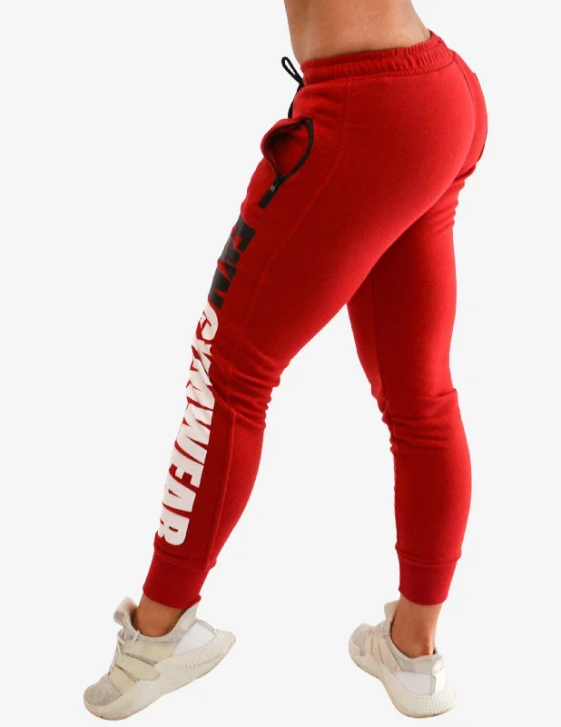 Women's Bootyfit Track Pants | Red Fashionable Work Pants