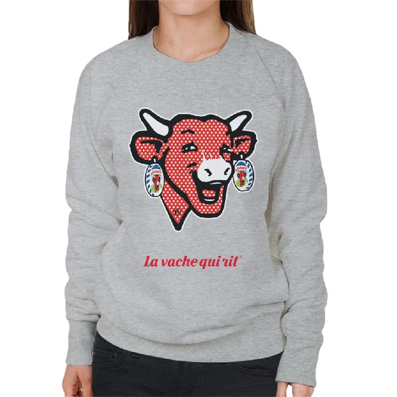 The Laughing Cow Polka Dot Women's Sweatshirt Hoodie with Illustration Artistic Creative