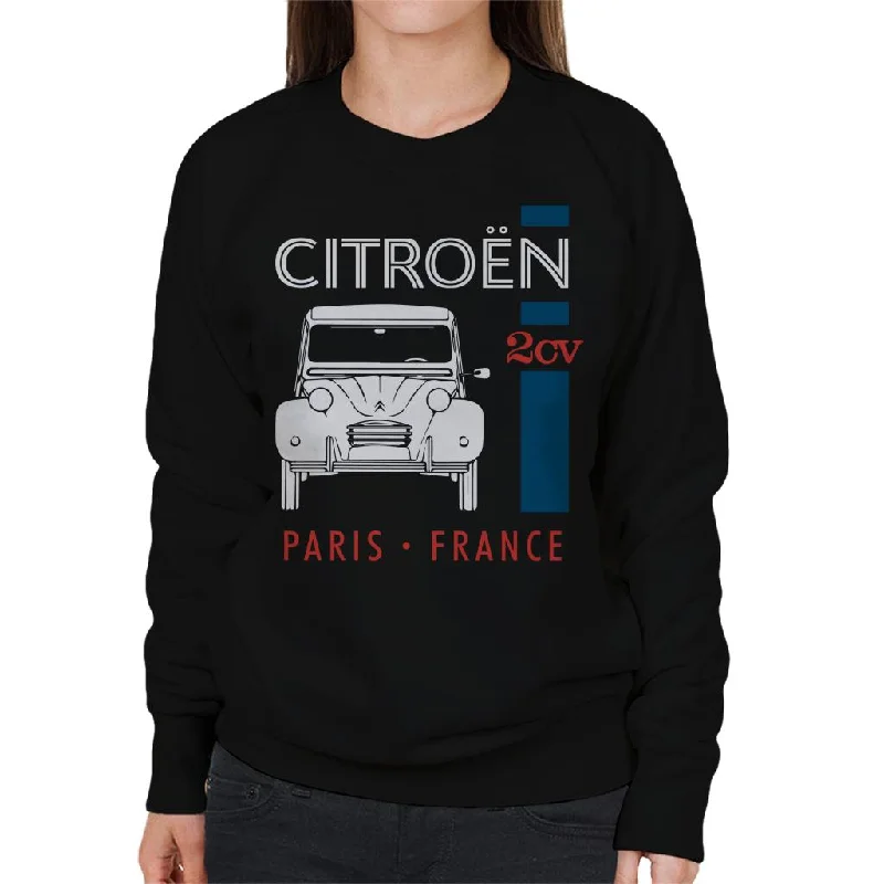 Citroën White 2CV Paris France Single Stripe Women's Sweatshirt Hoodie with Back Slit Movement Comfort