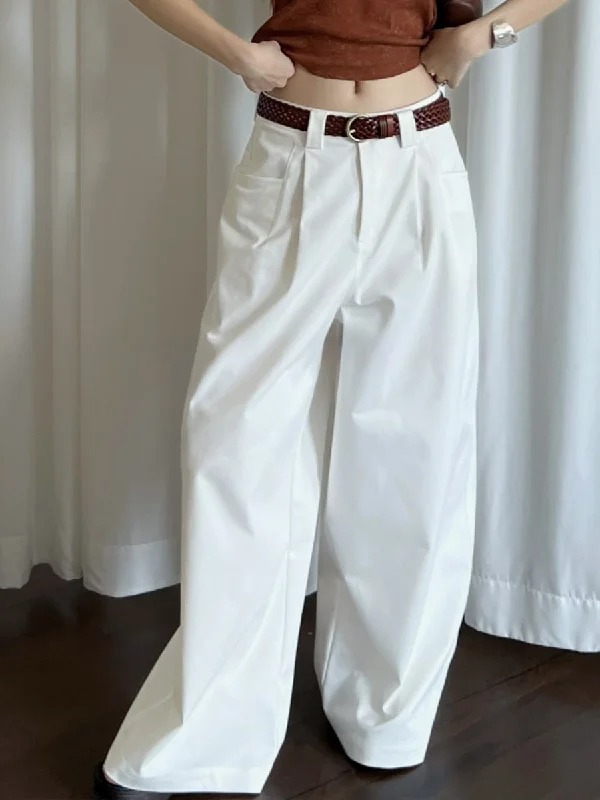 Wjczt summer outfits inspo Retro High Street Suit Pants Loose Wide Leg Lazy Straight Casual Pants K335 Formal Slim Pants