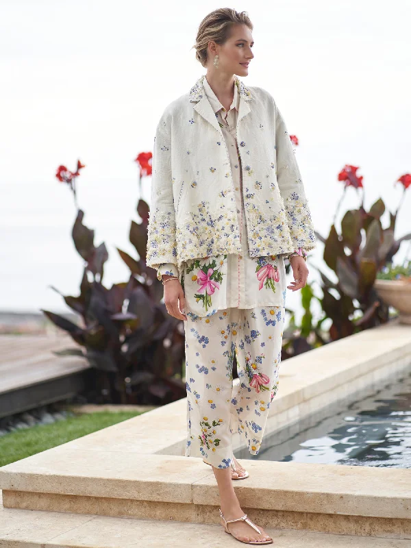 Cleo Floral Silk Pant Cozy Fitted Pants