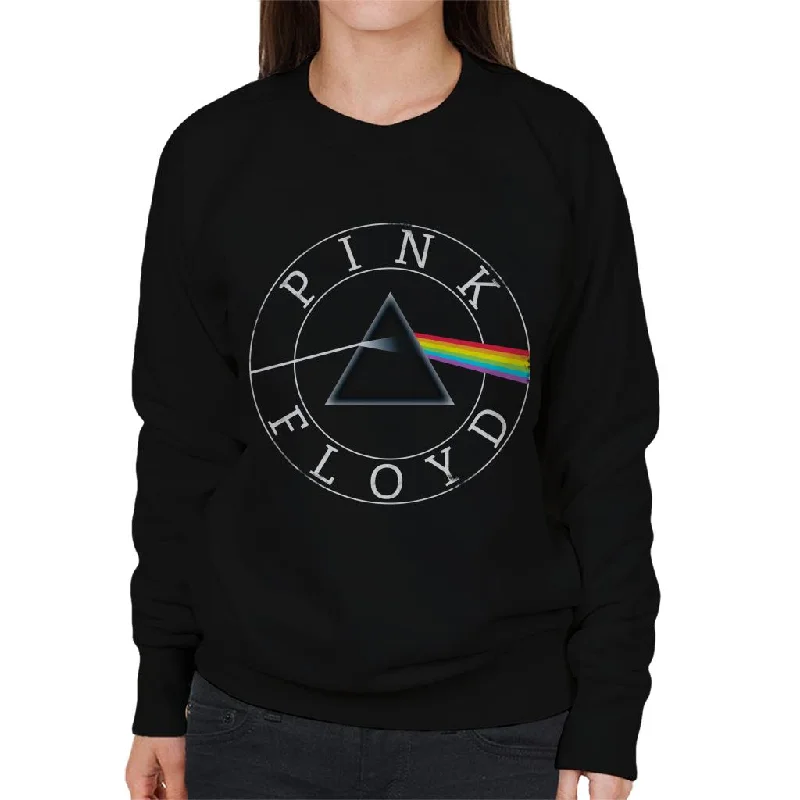 Pink Floyd Dark Side Of The Moon Circle Logo Women's Sweatshirt Hoodie with Hem Embroidery Detailed Premium