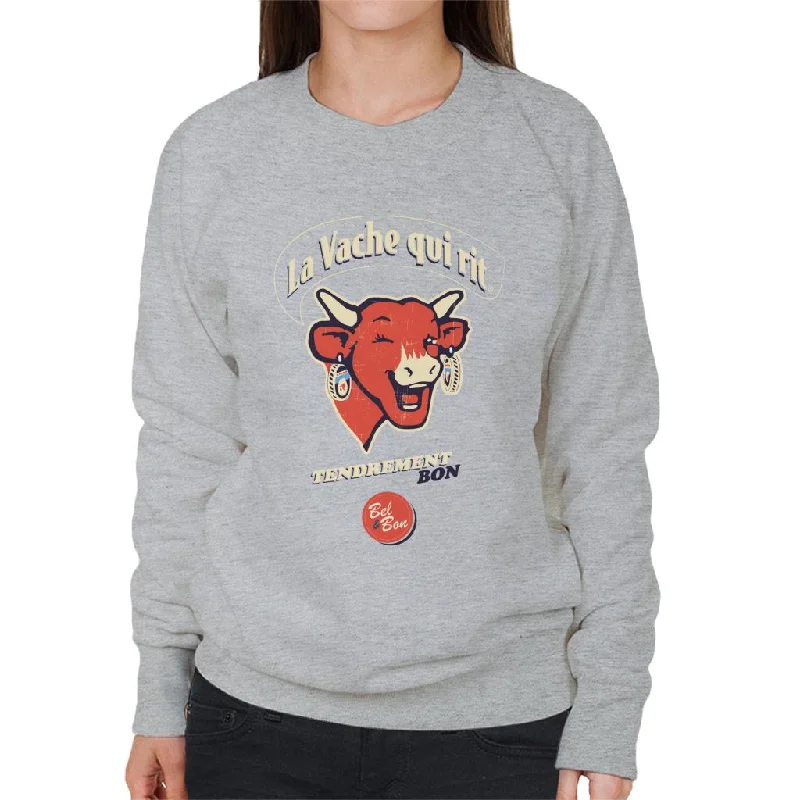 The Laughing Cow French Slogan Women's Sweatshirt Hoodie with Belted Waist Structured Tailored