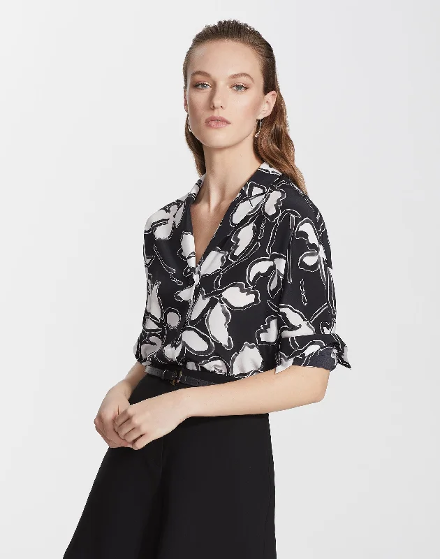 Vine Print Silk Mariabella Blouse Soft Modal Blouse