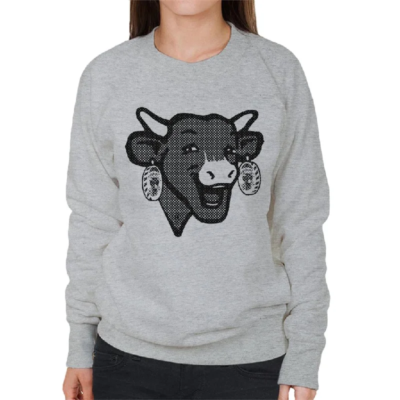 The Laughing Cow Black Polka Dot Women's Sweatshirt Hoodie with Hem Ribbing Snug Secure