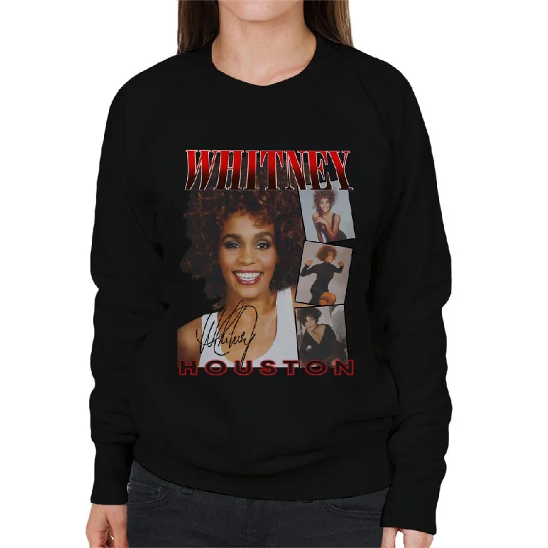 Whitney Houston Photos Montage Women's Sweatshirt Hoodie with V-Neck Classic Versatile