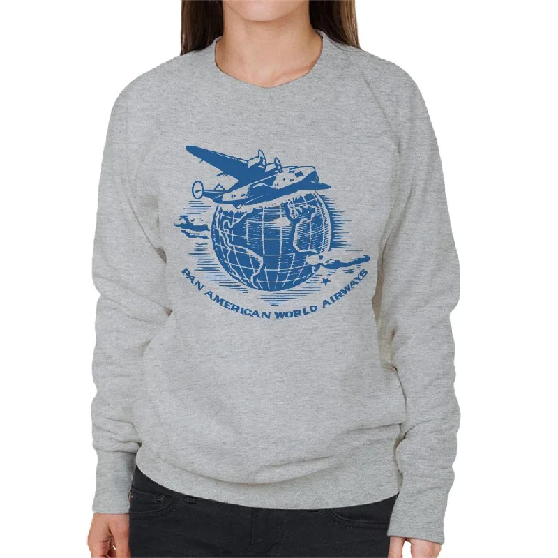 Pan Am Flying Around The World Women's Sweatshirt Hoodie with Frayed Bohemian Relaxed