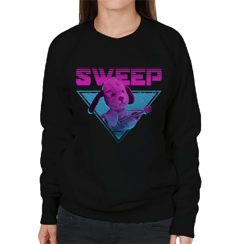 Sooty Sweep Guitar Vaporwave Women's Sweatshirt Hoodie with Hem Applique Textured Unique