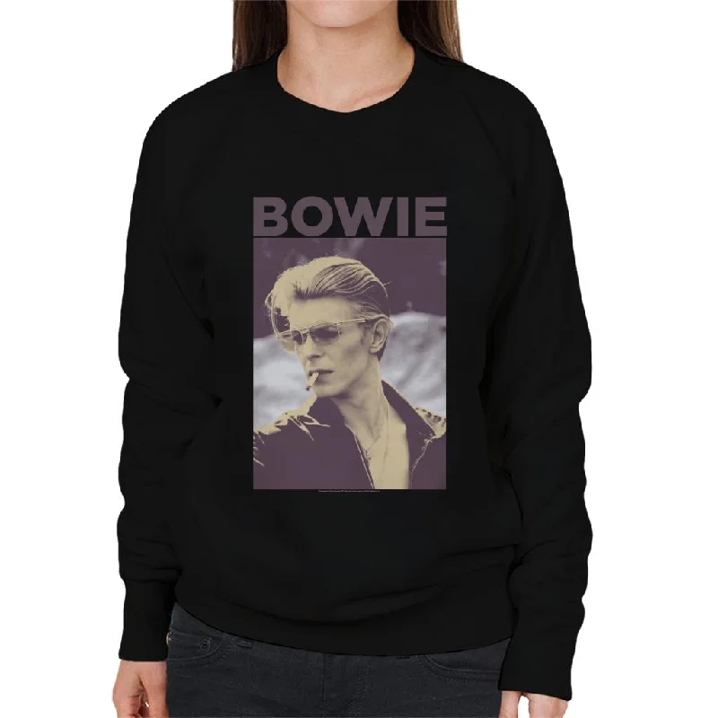 David Bowie Smoking Portrait Women's Sweatshirt Hoodie with Cuffed Sleeves Snug Secure