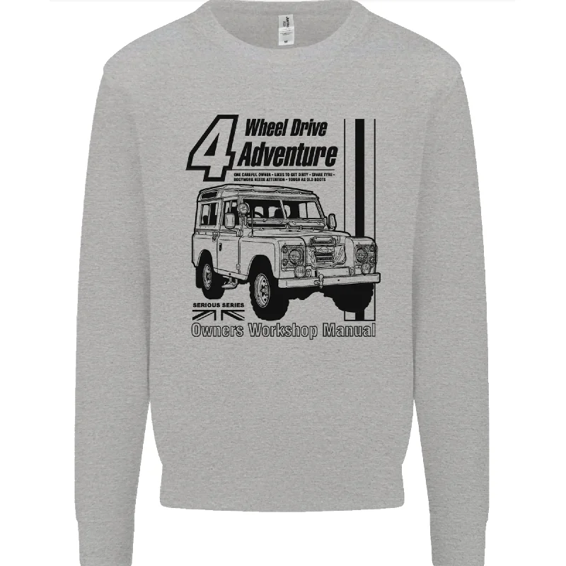 4 Wheel Drive Adventure 4X4 Off Road Mens Sweatshirt Jumper Hoodie with Hem Drawcord Adjustable Customizable